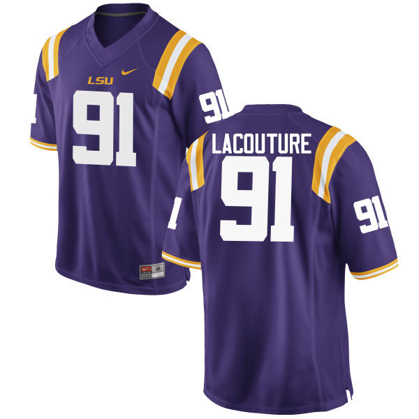 Men LSU Tigers #91 Christian LaCouture College Football Jerseys Game-Purple - Click Image to Close